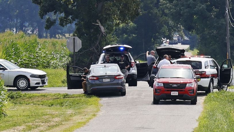 The area near Center and Smith roads was closed for hours during a standoff Aug. 11, 2022, in Clinton County after an armed man tried to breach the FBI's Cincinnati office and fled north on Interstate 75. NICK GRAHAM/STAFF