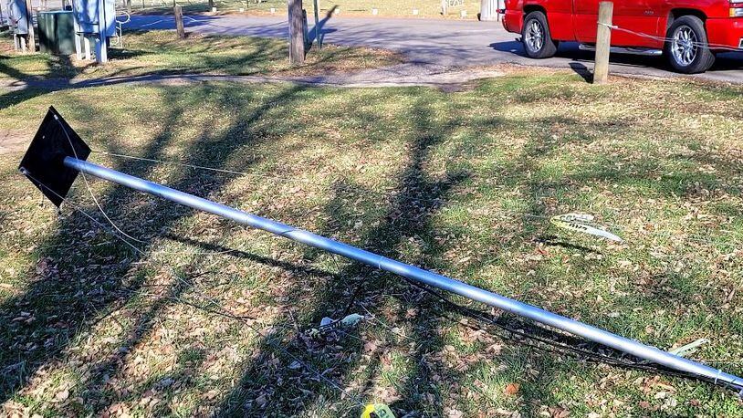 Three of the four speakers that provide holiday music at Light Up Middletown in Smith Park were stolen over the Thanksgiving weekend, said Bill Becker. He said someone knocked down the poles and stole the speakers. PROVIDED PHOTO