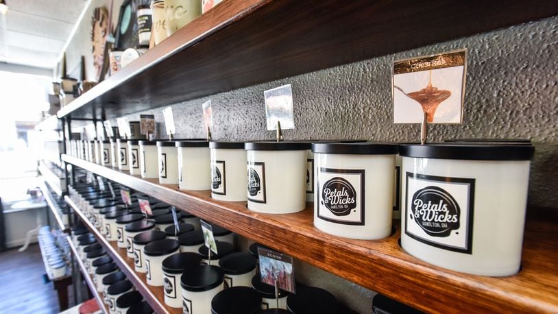 Petals & Wicks owner Sherry Hoskins recently expanded her candle business to add lotion, bath bombs, and other items to gear up for the opening of Spooky Nook Sports complex that is slated to open in 2021. NICK GRAHAM/STAFF