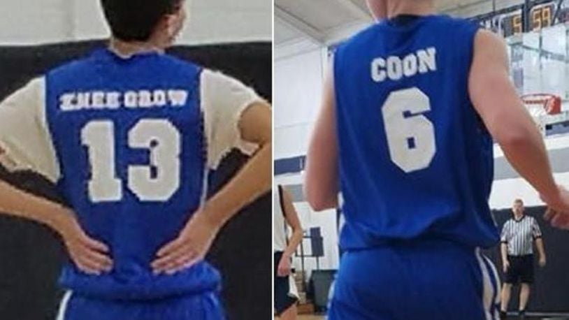 Jerseys worn by Kings schools students playing on a recreational basketball team have drawn national attention for their racist nature. Tony Rue took photos of jerseys at a recreational league basketball game held Sunday at West Clermont Middle School. (Photo courtesy  WCPO-TV)