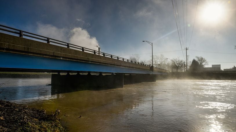 The Great Miami River near the Ohio 122 bridge in Middletown is seen after a heavy rainfall. NICK GRAHAM/FILE