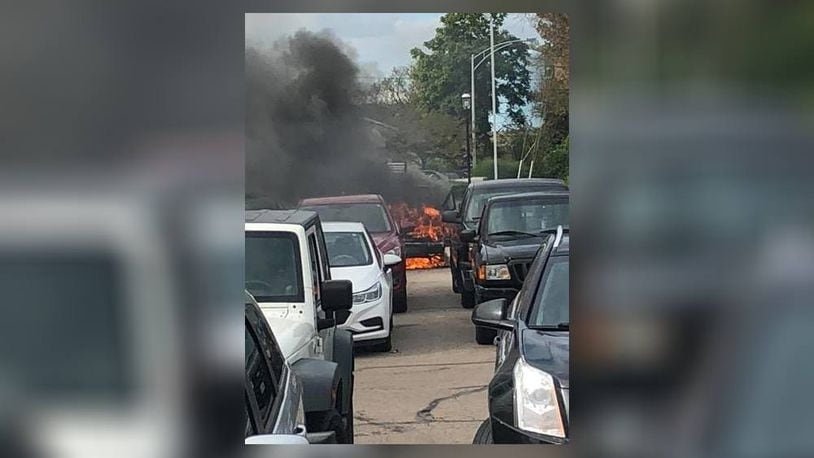 A pickup truck was destroyed by fire Wednesday in the parking lot of the Middletown City Building.