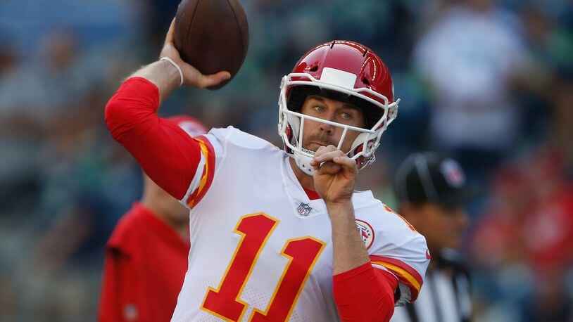 SEATTLE, WA - AUGUST 25:  Quarterback Alex Smith #11 of the Kansas City Chiefs warms up prior to the game against the Seattle Seahawks at CenturyLink Field on August 25, 2017 in Seattle, Washington.  (Photo by Otto Greule Jr/Getty Images)