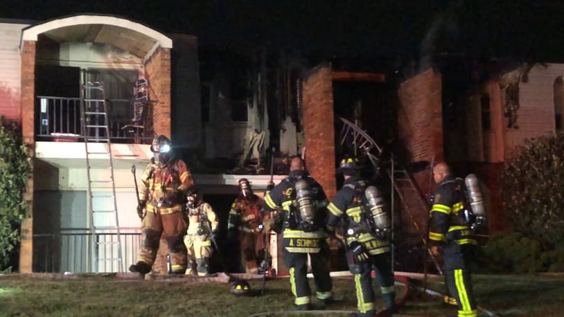 An apartment fire in West Chester Twp. broke out overnight, damaging at least two units. Several fire departments responded to help put out the blaze. SCOTT WEGENER/WCPO