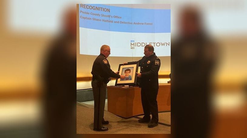 The Preble County Sheriff's Office was recognized by Middletown City Council for its work in the case of the death of 6-year-old James Hutchison.