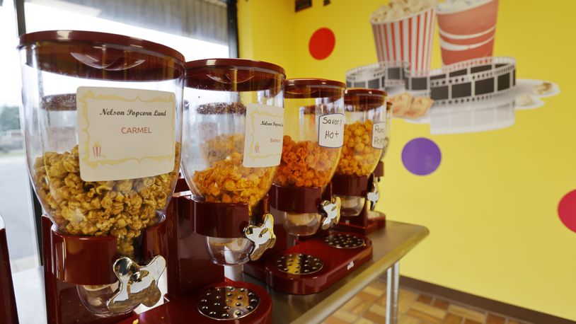 Nelson's Popcorn Land has opened on Pleasant Avenue in Fairfield with over forty varieties of popcorn and pretzels available to try before you buy. NICK GRAHAM / STAFF