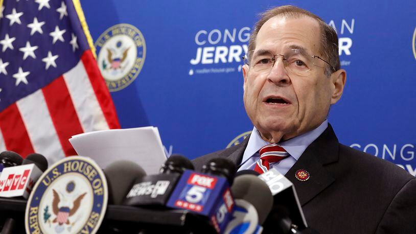 U.S. Rep. Jerrold Nadler, D-NY, Chairman of the House Judiciary Committee, speaks during a news conference, in New York, Wednesday, May 29, 2019. (AP Photo/Richard Drew)