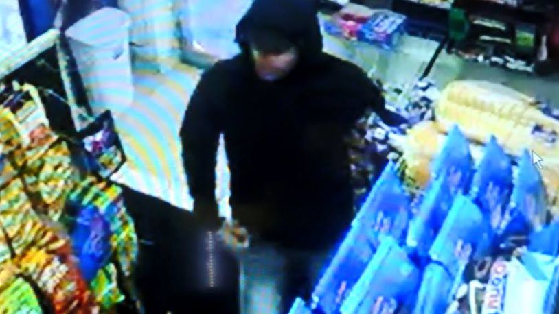 A surveillance video image of the suspect in an armed robbery Wednesday night at Willa D’s on Yankee Road in Middletown. (PROVIDED/MIDDLETOWN DIVISION OF POLICE)