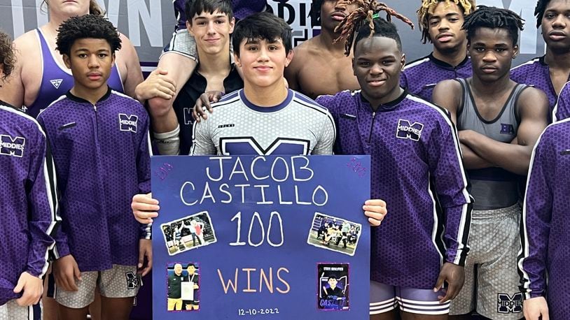 Middletown's Jacob Castillo won his 100th career match earlier this season. CONTRIBUTED