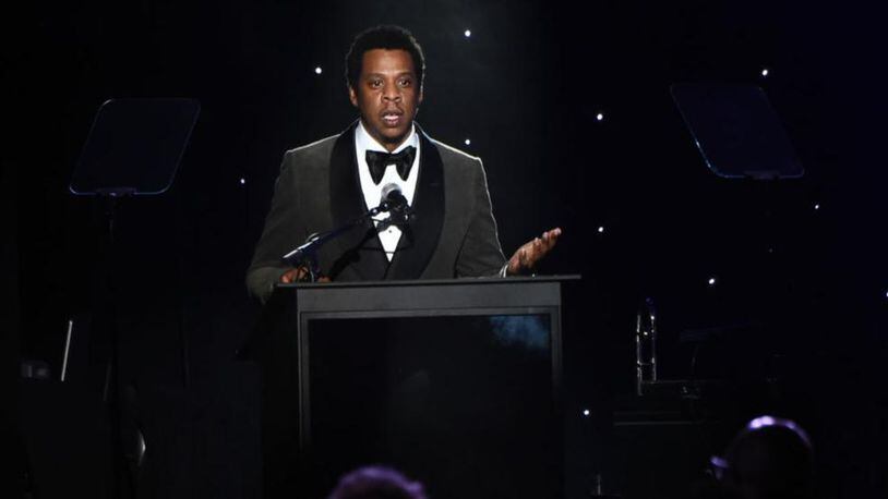 Honoree Jay-Z speaks onstage during the Clive Davis and Recording Academy Pre-Grammy Gala on Jan. 27.
