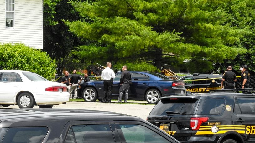 Two women are dead after a homicide Tuesday night in Madison Twp. and a standoff Wednesday at an apartment on Sal Boulevard in Trenton. James Geran is a suspect in both of the deaths, according to the sheriff’s office. NICK GRAHAM/STAFF