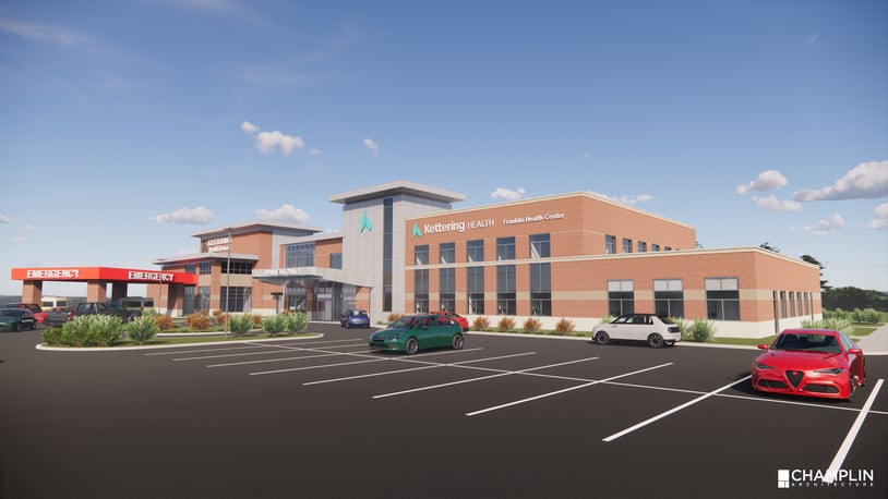 A rendering shows a future expansion of Kettering Health's Franklin freestanding emergency department expanded into a larger health center. CONTRIBUTED