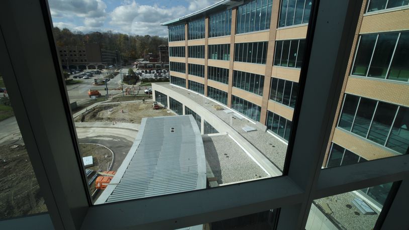 A 2016 photo of construction nearing completion on Kettering Health Network’s new cancer center across Southern Boulevard from Kettering Medical Center. Kettering Medical Center had the most online job postings in a recent month, according to state data. CHRIS STEWART / STAFF