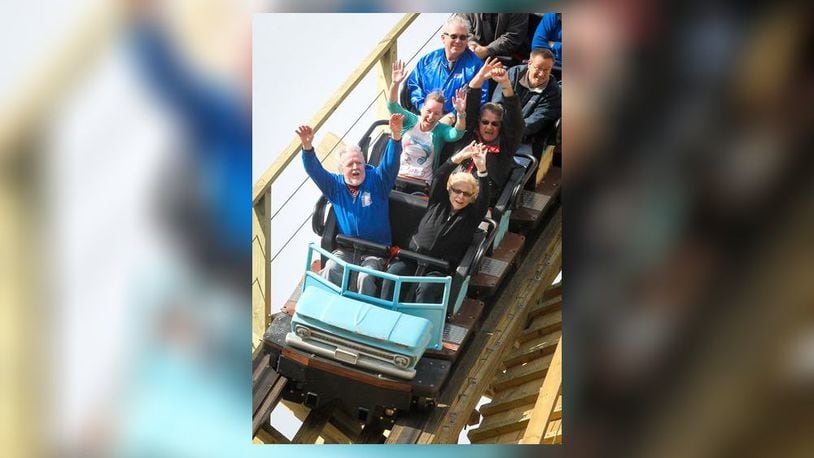 Riders in 2020 enjoy the then new wooden roller coaster Mystic Timbers at Kings Island. Ride and other safety aspects has always been a top priority since the amusement park opened in 1972. The park is celebrating its 50th anniversary.  PHOTO BY GREG LYNCH/Journal-News