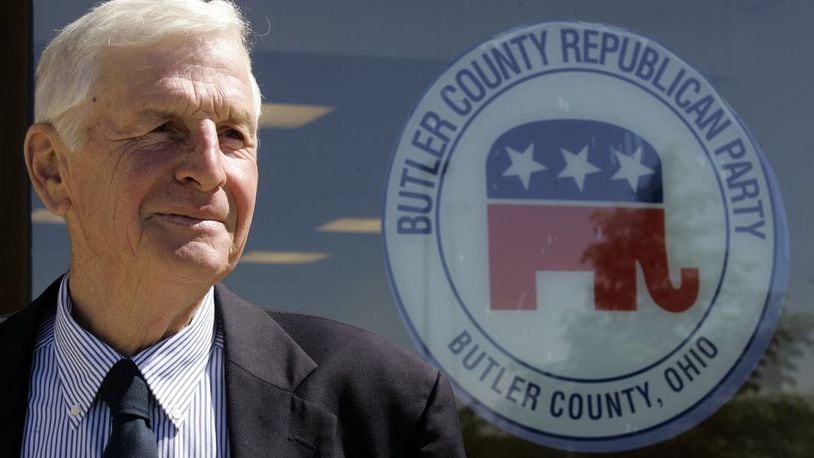 David Kern is pictured in June 2010 after being elected head of the Butler County Republican Party. Kern also served two 16-year stints - ending in 2016 - as a Liberty Twp Trustee. Kern died at his home Tuesday after a long illness. He was remembered by local officials as a powerful but polite foundation for Liberty's booming growth in recent decades. (File Photo\Journal-News)