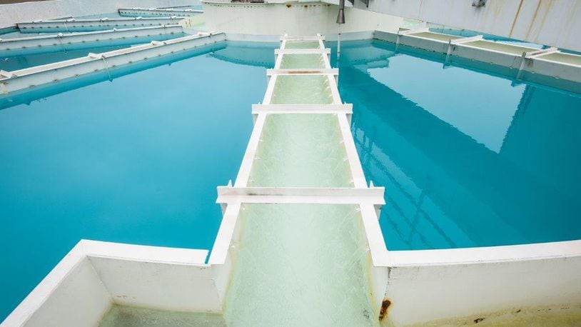 Hamilton’s waterworks plant processes 40 million gallons per day, enough to fill Coney Island’s Sunlite Pool 11.4 times, but currently is producing 15.5 million to 16 million gallons daily, about half of it being sold to Butler County. STAFF FILE PHOTO