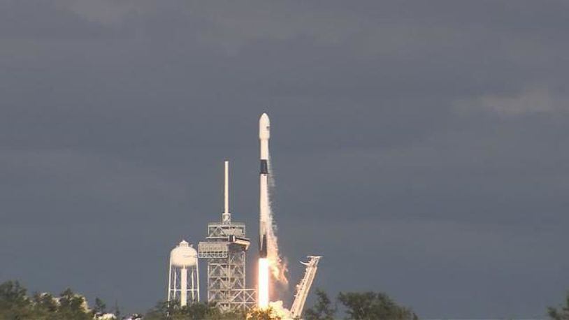 A SpaceX Falcon 9 rocket launched from the Kennedy Space Center Thursday afternoon in Central Florida carrying a communications satellite .
