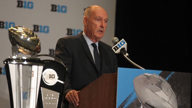 Big Ten Commissioner Jim Delany speaks at Big Ten Media Days on Monday, July 24, 2017, at McCormick Place in Chicago.