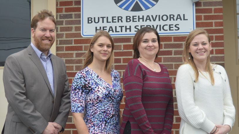 The staff of the Butler Behavioral Health Services Oxford Counseling Center are (from left) CEO Randy Allman, Program Manager/Therapist Kate McLain, Office Coordinator/Medical Assistant Rachael Witt and Therapist Nicole Quinn. CONTRIBUTED/BOB RATTERMAN