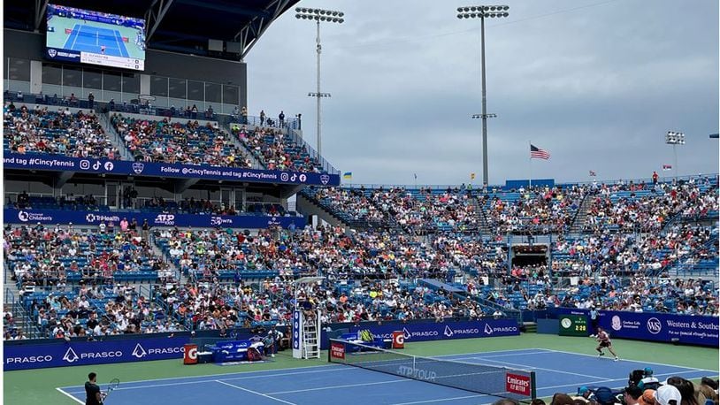Match play on Thursday on Center Court at the Western & Southern Open. ED RICHTER/STAFF