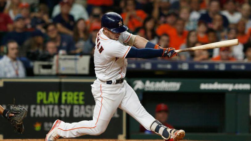 Alex Bregman connected for a home run Saturday night to help the Astros defeat the Angels.