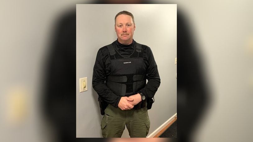 MetroParks of Butler County park ranger Lt. Rusty Riegler is wearing a new armored vest the parks were able to purchase with state grant money.