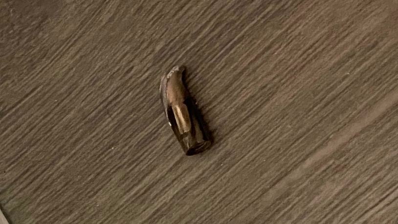 Terry and Jan Wilson found this bullet lying on their bathroom floor after it was shot into their Madison Twp. home. No one was injured. SUBMITTED PHOTO