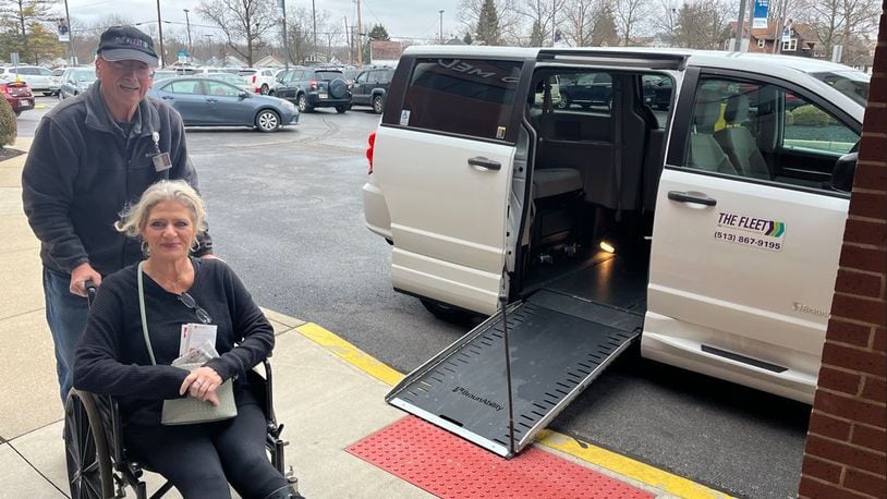Pictured is Michelle, a Kettering Health Hamilton patient using Community First Solutions' transportation service for wound and cancer care patients. Michelle said about the program, “I am always on time and couldn’t have made it without them since I can’t drive right now.” PROVIDED PHOTO