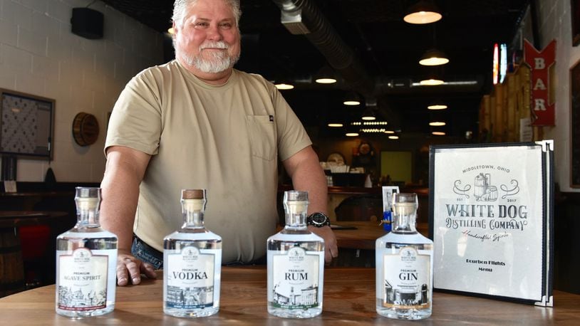 White Dog Distilling Company at 1357 Central Ave. in downtown Middletown has been open since late last year but only this month was owner Mike Dranschak able to sell the vodka, gin, rum and agave spirits he’d been distilling. Now his vodka, gin, rum and agave spirits are available for purchase by the bottle or as part of a cocktail at the bar.