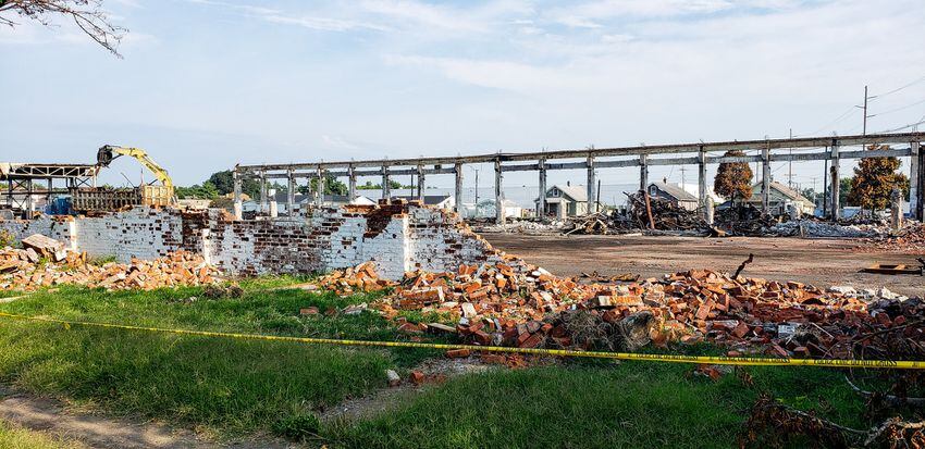 Demolition continues weeks after massive warehouse fire in Hamilton.