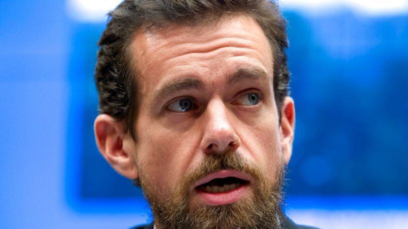 FILE - In this Sept. 5, 2018, file photo, Twitter CEO Jack Dorsey testifies on Capitol Hill in Washington. President Donald Trump says he had a “great meeting” on April 23, 2019 with Dorsey after bashing the company profusely earlier in the day. Trump and some Republicans in Congress have complained that social media giants are biased against Republicans, something the companies have rejected as untrue.