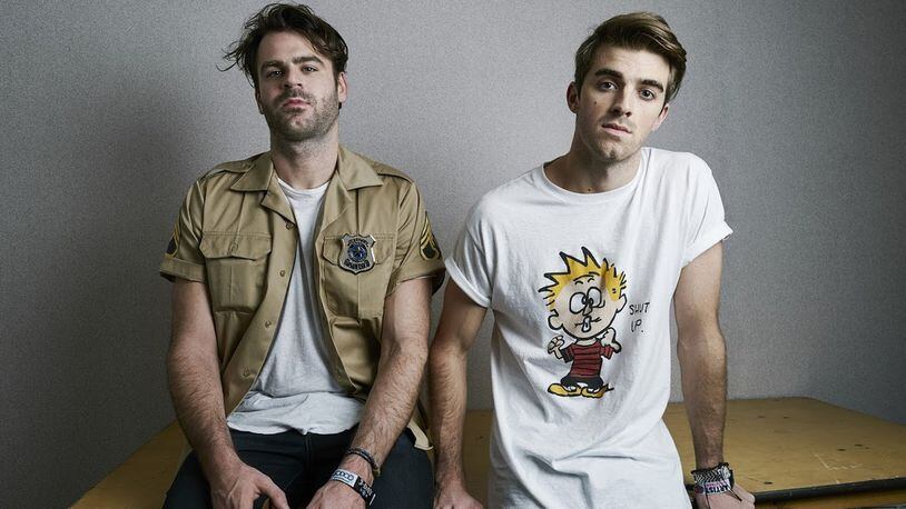 The Chainsmokers are (from left) Alex Pall and Andrew Taggart. The hitmaking DJ duo will perform at the U.S. Bank Arena on April 26. CONTRIBUTED