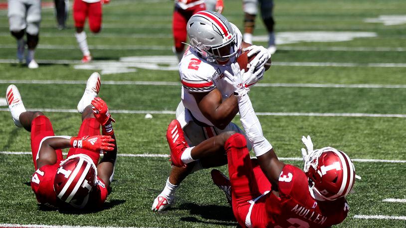 BLOOMINGTON, INDIANA - SEPTEMBER 14: J.K. Dobbins #2 of the Ohio State Buckeyes runs for a touchdown during the second quarter in the game against the Indiana Hoosiers at Memorial Stadium on September 14, 2019 in Bloomington, Indiana. (Photo by Justin Casterline/Getty Images)