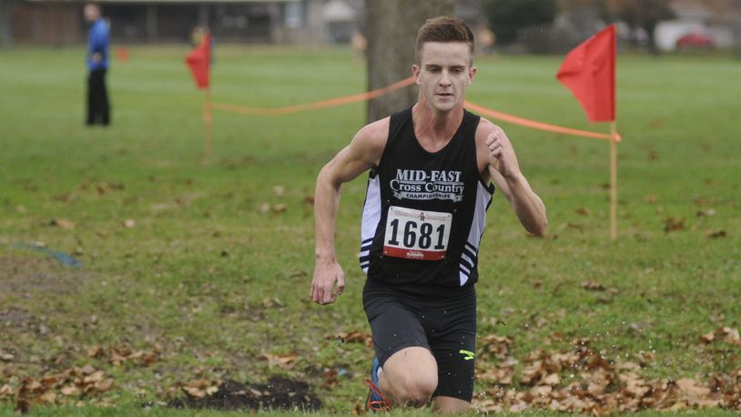 Dustin Horter of Lakota East was the boys individual winner of the 31st annual Mid-East Cross Country Championships at Kettering’s Indian Riffle Park on Saturday, Nov. 18, 2017. MARC PENDLETON / STAFF