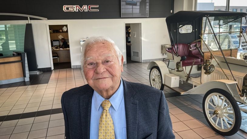 Gene Reichard, 88, is the owner of Reichard Buick-GMC in Dayton. Reichard started working at the dealership when he was 16 years old. JIM NOELKER.STAFF