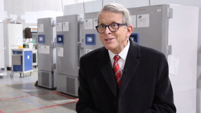 Ohio Gov. Mike DeWine toured the Ohio Department of Health's Receipt, Store and Stage warehouse Nov. 30, 2020, to see the facility and review the process that will be used to redistribute the COVID-19 vaccine in Ohio.