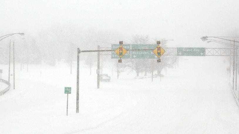 Ohio 122 near Grand Avenue in Middletown was covered in snow on Saturday, March 8, 2008. STAFF FILE PHOTO