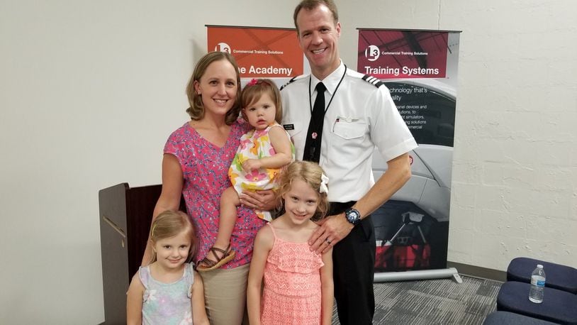 A former Miami University student – and son of a popular Miami professor – died in a recent crash while piloting a medical rescue plane. Scott Walton, pictured with his wife and children, was the pilot of a Guardian Flight medical transport that crashed in Nevada Friday night about 40 miles from Reno killing him, a patient and three others. (Provided Photo\Journal-News)