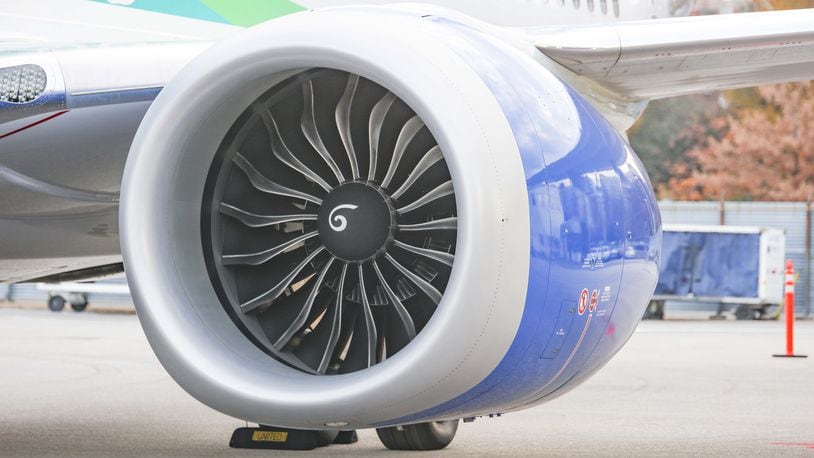A CFM LEAP-1B engine that powered aviation’s first passenger flight using 100% Sustainable Aviation Fuel on December 1, 2021. LEAP-1B engines are a product of Butler County-based CFM International, a 50-50 joint company between GE and Safran Aircraft Engines. Contributed