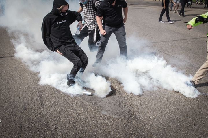 PHOTOS: Tear gas used at Beavercreek protest at busy intersection