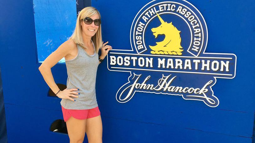 Mason Intermediate School teacher and Springboro resident Erika Stansberry recently completed her first Boston marathon, and second marathon ever, in 3:38. She has her sights set on qualifying for the New York marathon and improving her position for the 2018 Boston marathon. CONTRIBUTED