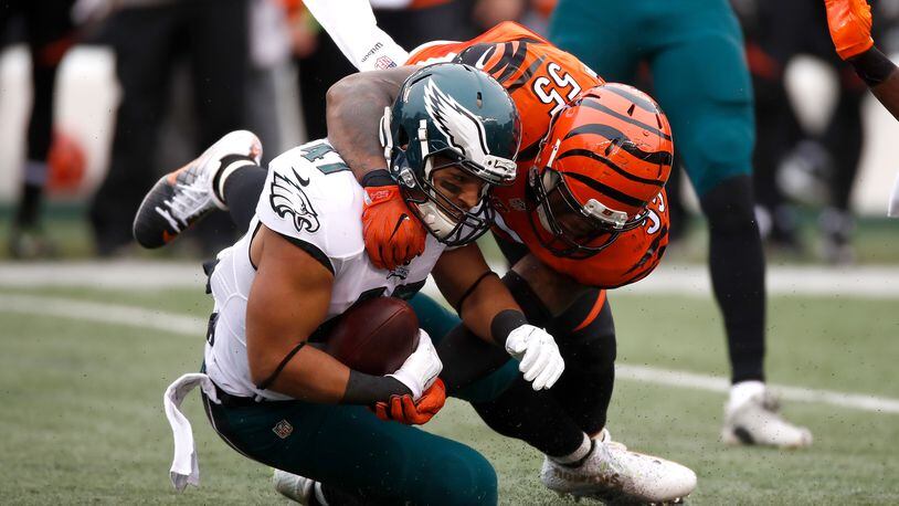 Bengals linebacker Vontaze Burfict laid the wood to Eagles running back Trey Burton last December in Paul Brown Stadium. He'll get back to the business of football with his teammates on July 28, when training camp opens at 3 p.m. on the fields west of the stadium.