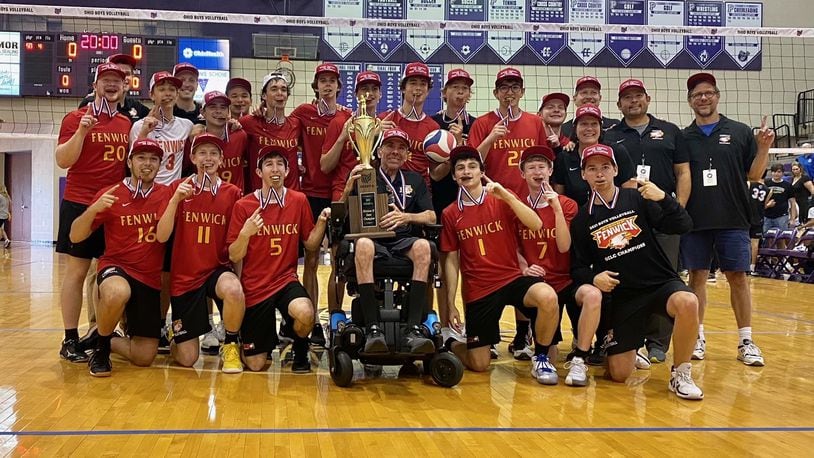 Fenwick boys volleyball team won the Division II state championship Sunday over Olentangy at Pickerington Central High School. Photo courtesy of Fenwick volleyball