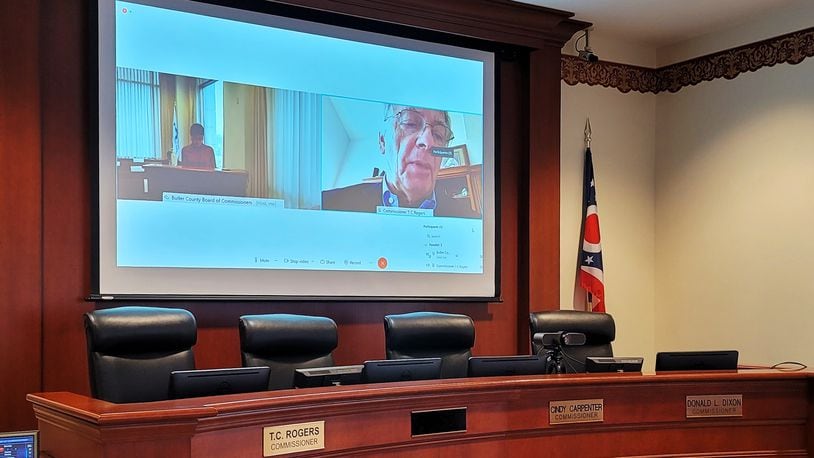 The Butler County commissioners were forced to meet virtually on Monday due to the fact all three commissioners were COVID quarantined.
