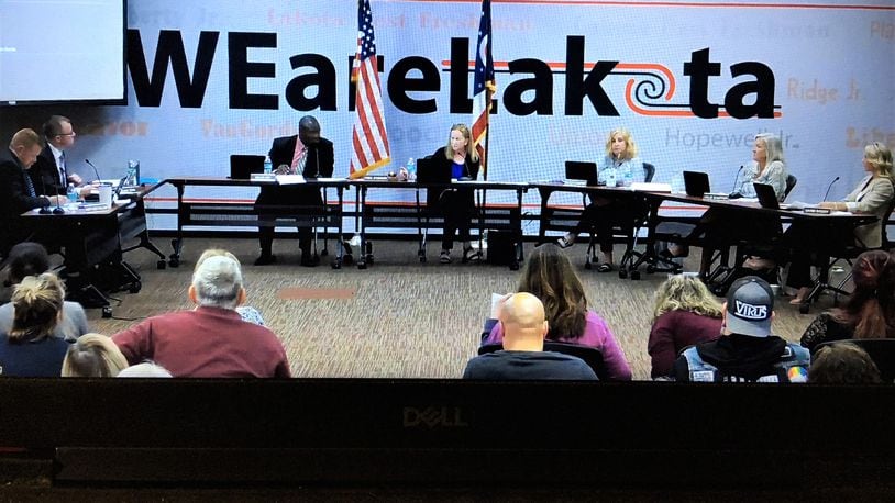 The allegations that Lakota Schools has some teaching of Critical Race Theory (CRT) took another turn at this week’s school board meeting when members ditched a plan to hire a curricula auditing firm. The firm's price tag of $82,000 to hire the chosen, final auditing firm was too high for some board members Monday evening and instead a majority of the five voted down that idea and instead adopted a new plan involving local community members. (Photo By Michael D. Clark\Journal-News)