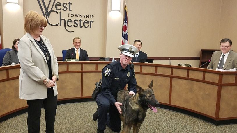 K9 Jax joined the West Chester Police Department late last month thanks to a charitable donation from The Matt Haverkamp Foundation. He fills a vacancy left by the retirement of K9 Ciro. CONTRIBUTED