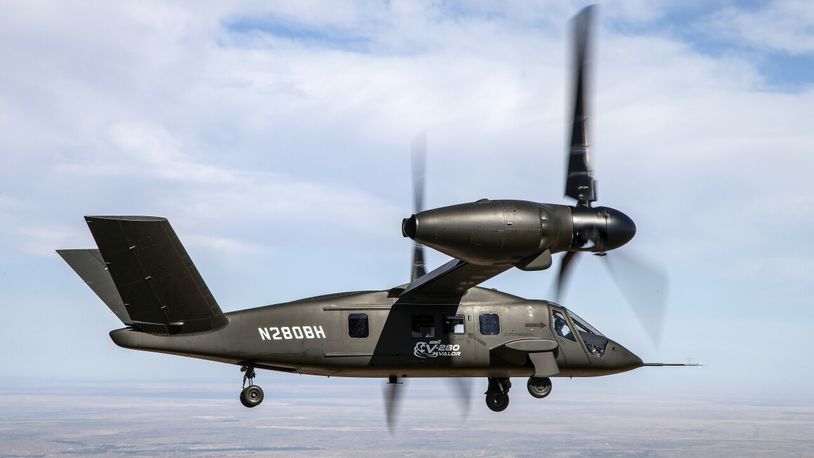 GE Aerospace has been selected to work on the development of a portion of the Bell V-280 Valor assault aircraft, a cross between a large helicopter and a small airplane.  Photo by: Scott Dworkin/contributed from WCPO