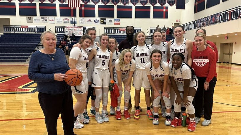 Talawanda girls basketball coach Mary Jo Huismann earned her 750th career win Wednesday night after the Brave defeated Mount Healthy in a Southwest Ohio Conference game.