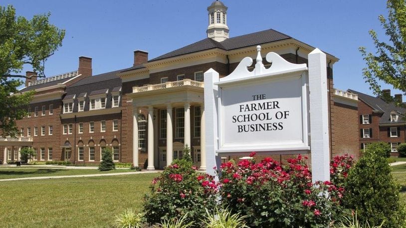 The alumni couple who founded the Farmer School of Business at Miami University — Richard and Joyce Farmer and the Farmer Family Foundation — were the largest part of a record-breaking fundraising year for the school. The Farmers gave a $40 million gift to the Butler County school in 2016, which was the largest single gift in school history. GREG LYNCH/STAFF 2016