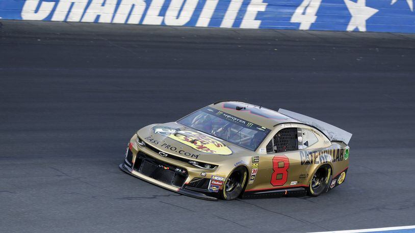Daniel Hemric drives through Turn 4 during the NASCAR All-Star Open auto race at Charlotte Motor Speedway in Concord, N.C., Saturday, May 18, 2019. (AP Photo/Chuck Burton)